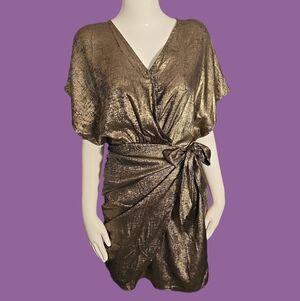 She + Sky Shimmering Gold Mini Dress